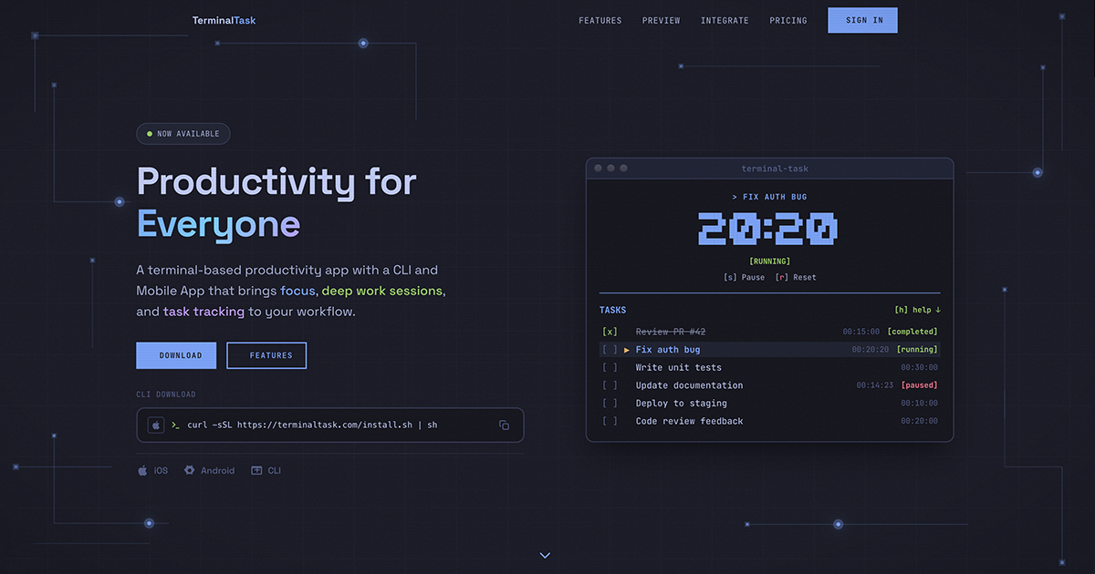 Terminal Task | Focus. Execute. Complete.
